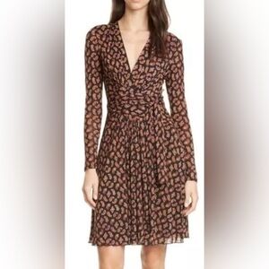 NWT DVF Brenda paisley front-tie dress Small